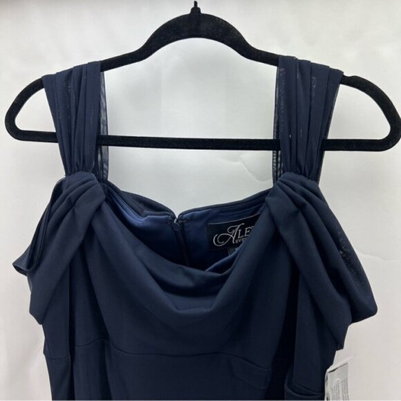 Alex Evenings - Women's Long Cold Shoulder Dress - Navy Blue. Size: 12. NWT - Picture 11 of 16